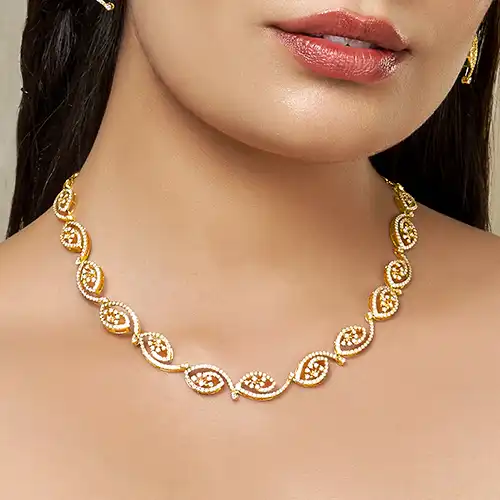 18KYellow Gold & Diamond Ornate Spiral Necklace Set